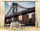 3D Bridge With Buildings C180 Blockout Photo Curtain Print Curtains Drapes Fabric Window | 3D Large Photo Curtain, Jess Art Decoration Wallpaper- Jess Art Decoration