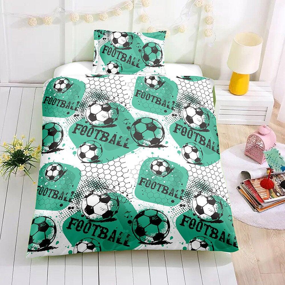 3D Football Kids Pattern Duvet Cover Bedding Set Quilt Cover Pillowcases Personalized  Bedding Queen  King  Full  Double 3 Pcs- Jess Art Decoration