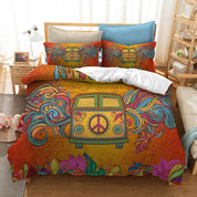 3D Peace Bus Flower  Quilt Cover Set Bedding Set Pillowcases- Jess Art Decoration