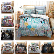 3D Black Crown Skull Kiss  Quilt Cover Set Bedding Set Pillowcases- Jess Art Decoration