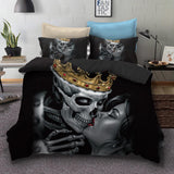 3D Black Crown Skull Kiss  Quilt Cover Set Bedding Set Pillowcases- Jess Art Decoration