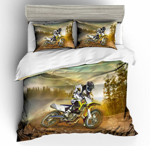 3D Motor Motorcycle  Quilt Cover Set Bedding Set Pillowcases- Jess Art Decoration