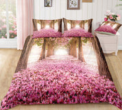 3D Pink Flower Secret Forest Bedding Set Quilt Cover Quilt Duvet Cover ,Pillowcases Personalized  Bedding,Queen, King ,Full, Double 3 Pcs- Jess Art Decoration
