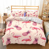 3D Pink Flamingo Pineapple Bedding Set Quilt Cover Quilt Duvet Cover ,Pillowcases Personalized  Bedding,Queen, King ,Full, Double 3 Pcs- Jess Art Decoration
