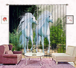 3D Unicorn With Plants C081 Blockout Photo Curtain Print Curtains Drapes Fabric Window | 3D Large Photo Curtain, Jess Art Decoration Wallpaper- Jess Art Decoration