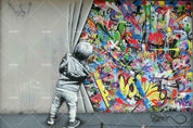 3D Abstract Graffiti Child Curtain Alphabet Wall Mural Wallpaper SWW167- Jess Art Decoration