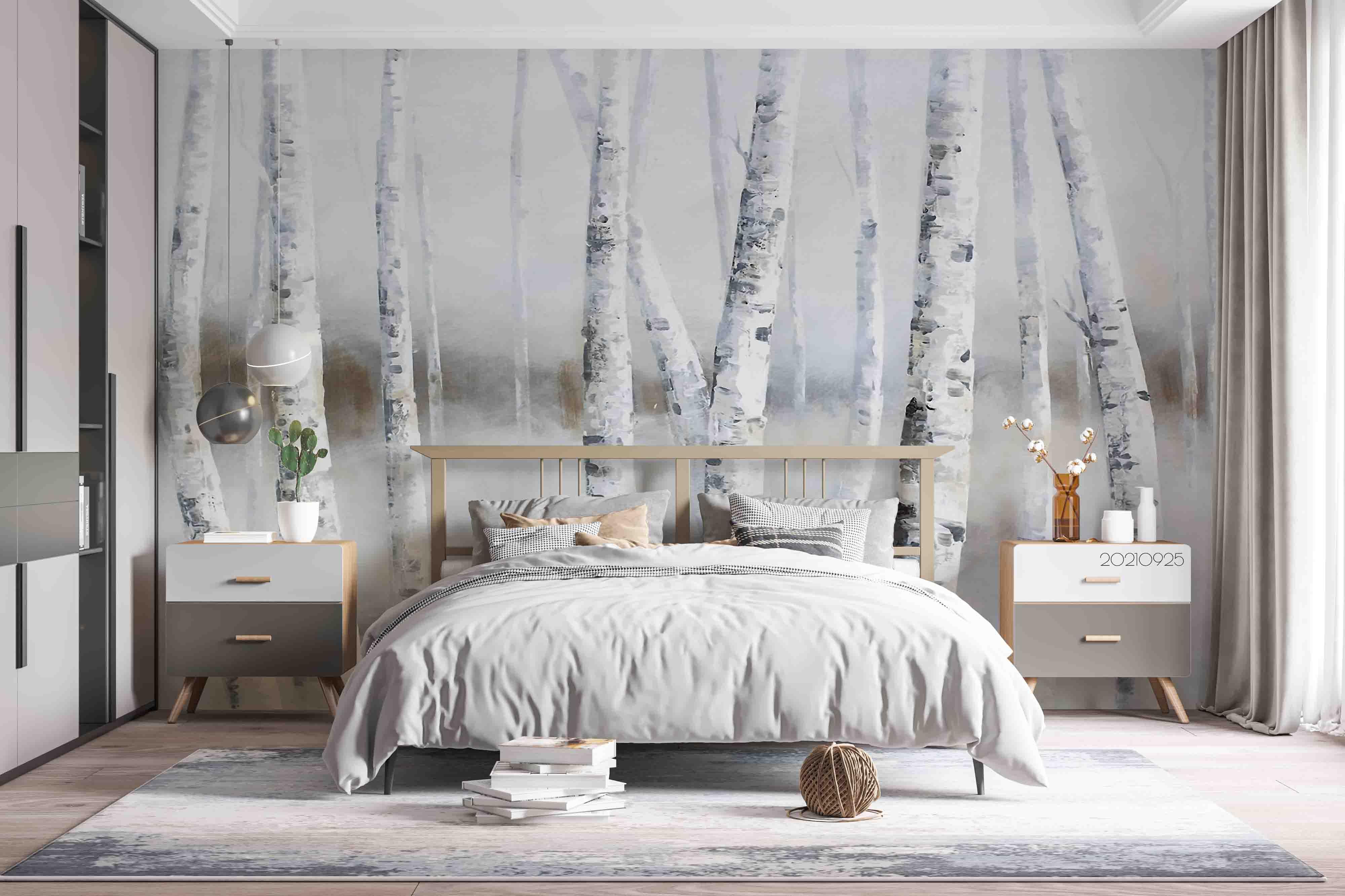 3D Birch Forest Landscape Wall Mural Wallpaper LQH 227- Jess Art Decoration