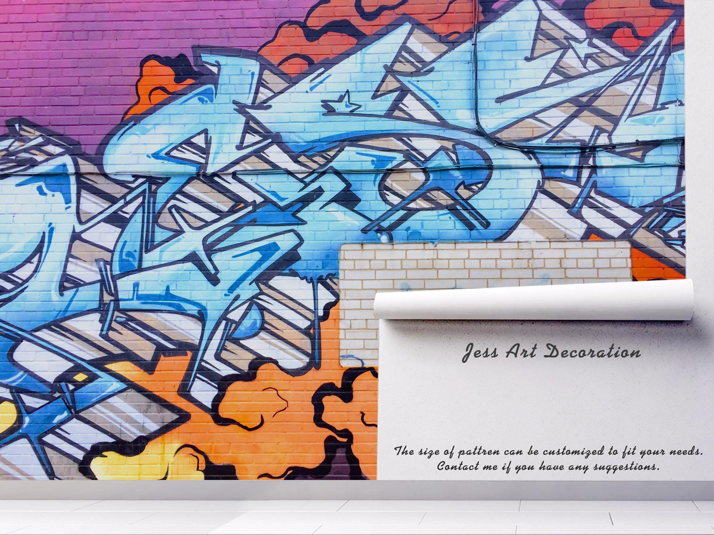 3D Abstract Blue Slogan Graffiti Wall Mural Wallpaper 199- Jess Art Decoration