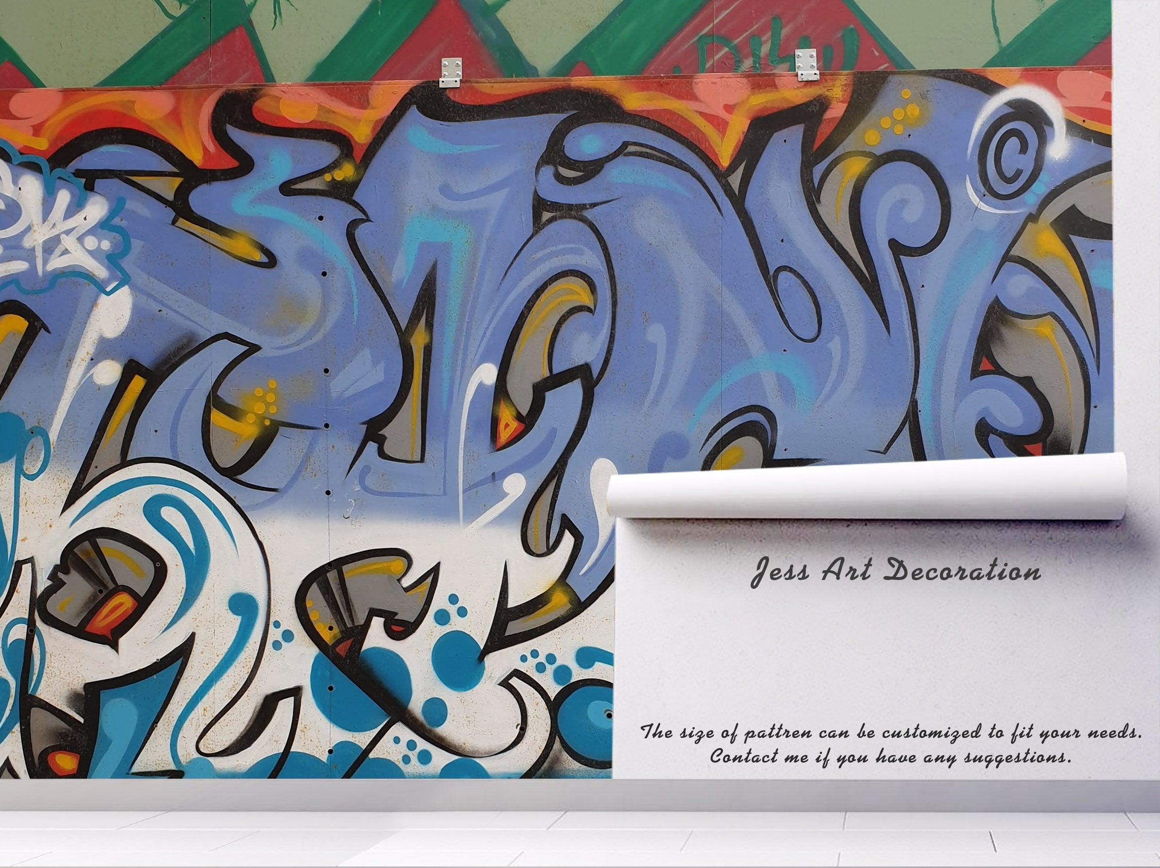 3D Abstract Blue Art Graffiti Wall Mural Wallpaper 222- Jess Art Decoration
