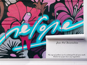 3D Dark Floral Blue Slogan Graffiti Wall Mural Wallpaper 227- Jess Art Decoration