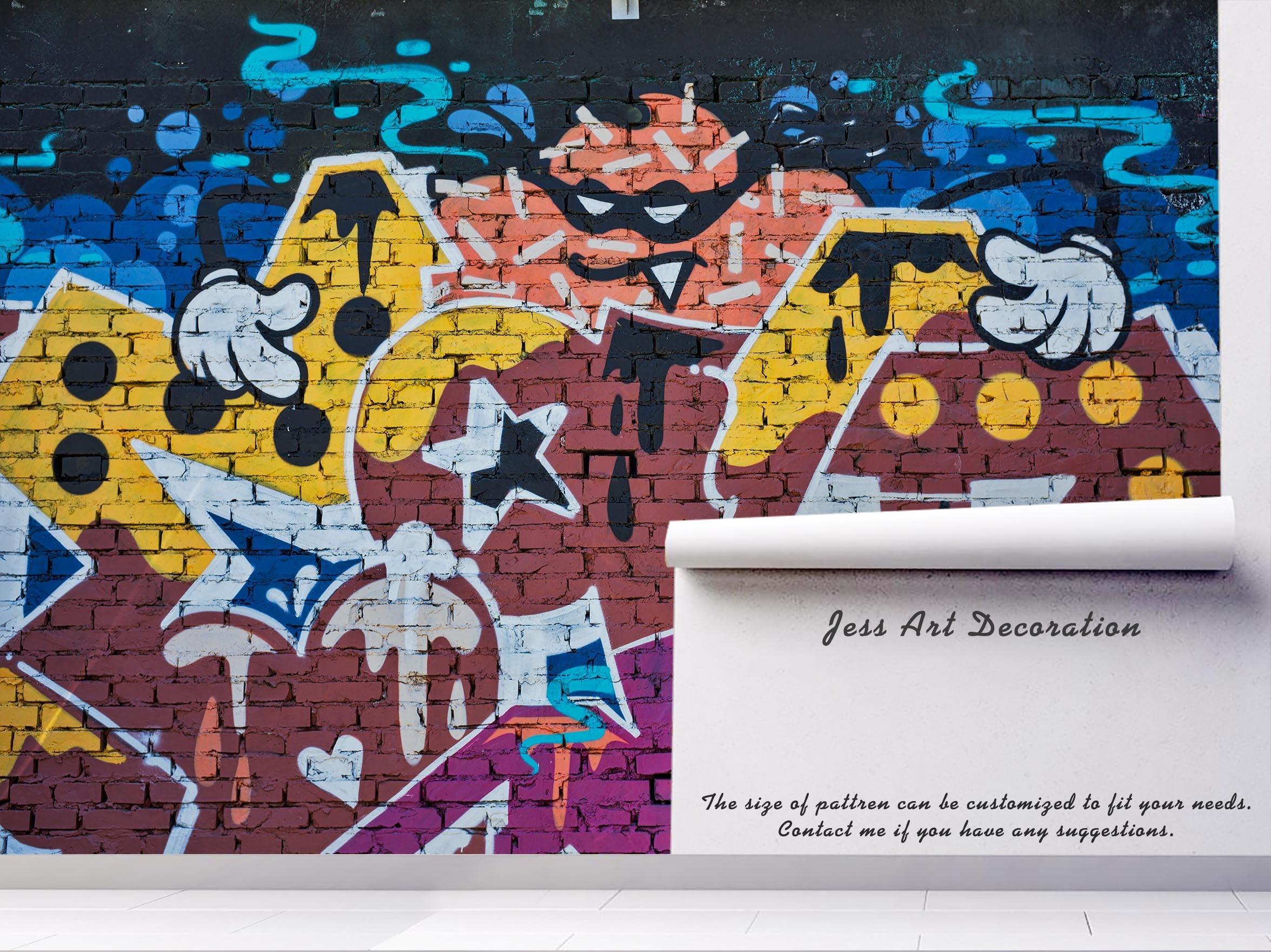 3D Abstract Brick Monster Graffiti Wall Mural Wallpaper 225- Jess Art Decoration