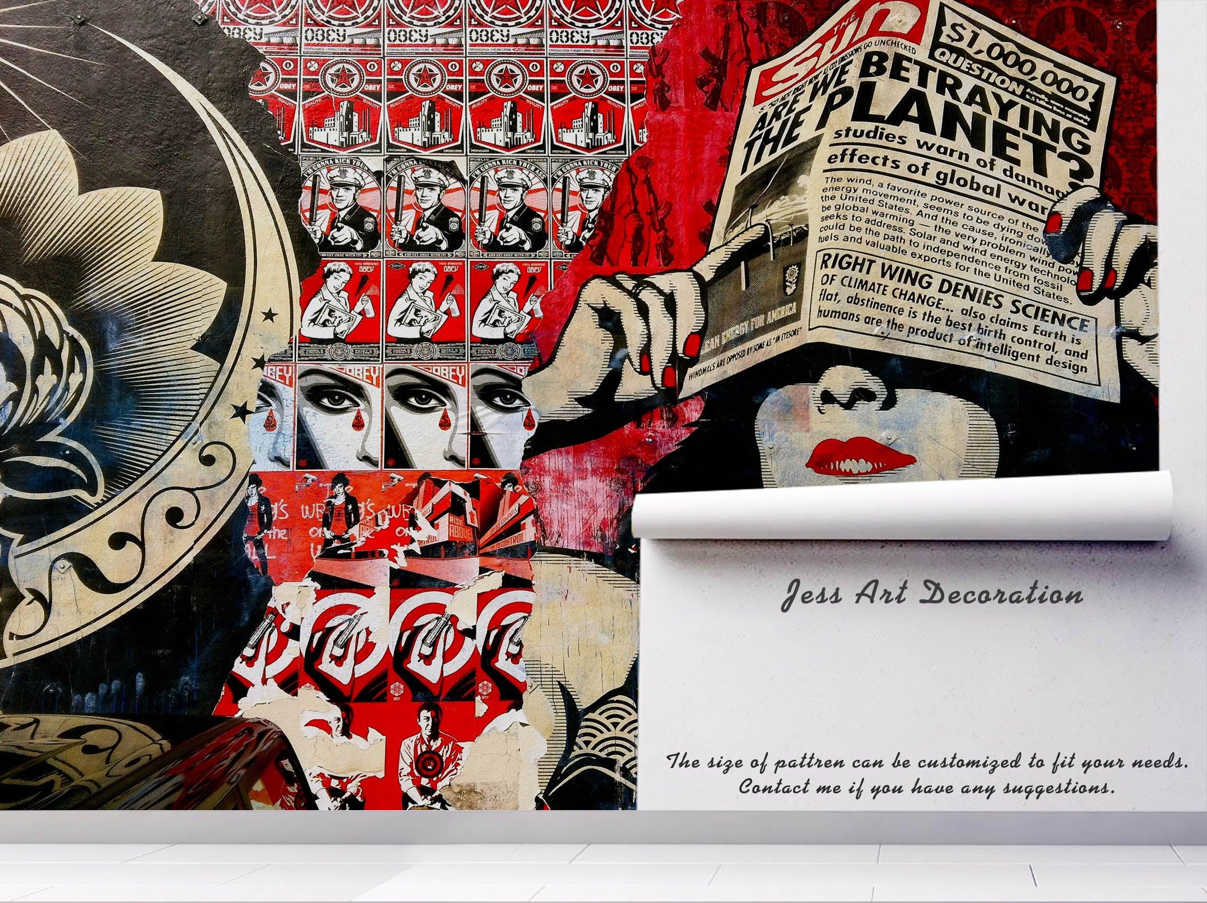 3D Retro Newspaper Lady Wall Mural Wallpaper B94- Jess Art Decoration