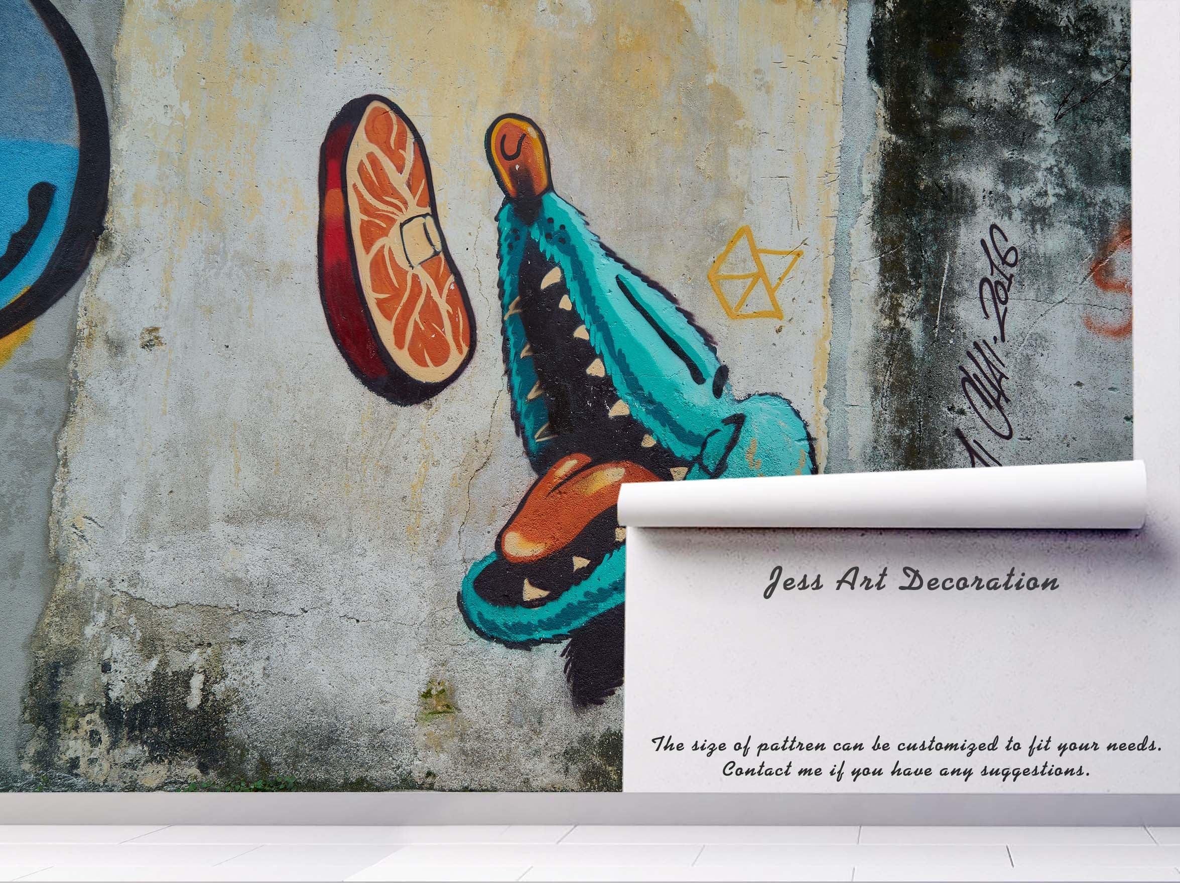 3D Retro Cartoon Dog Ham Graffiti Wall Mural Wallpaper 180- Jess Art Decoration