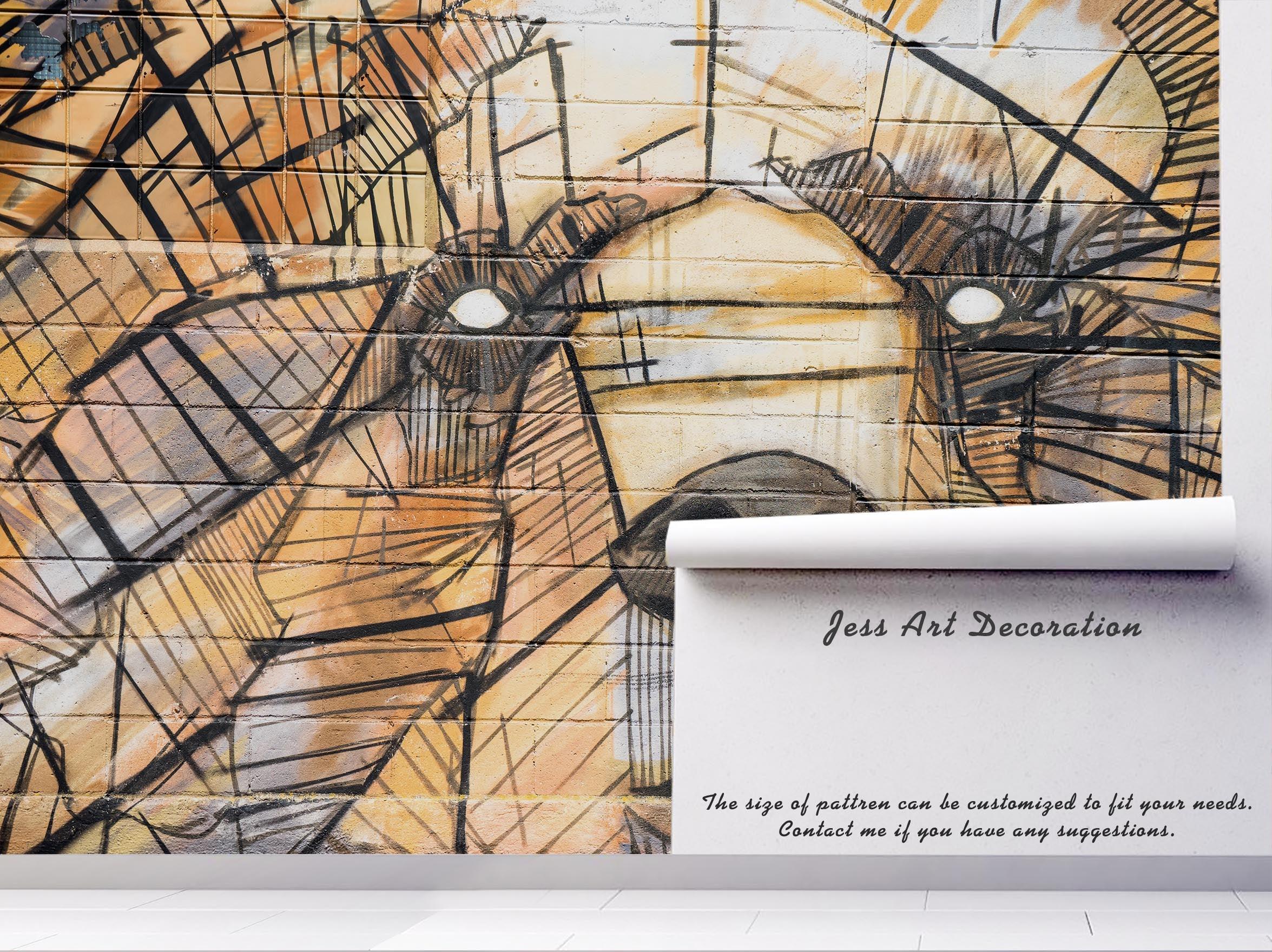 3D Hand Paint Abstract Dog Face Wall Mural Wallpaper 167- Jess Art Decoration