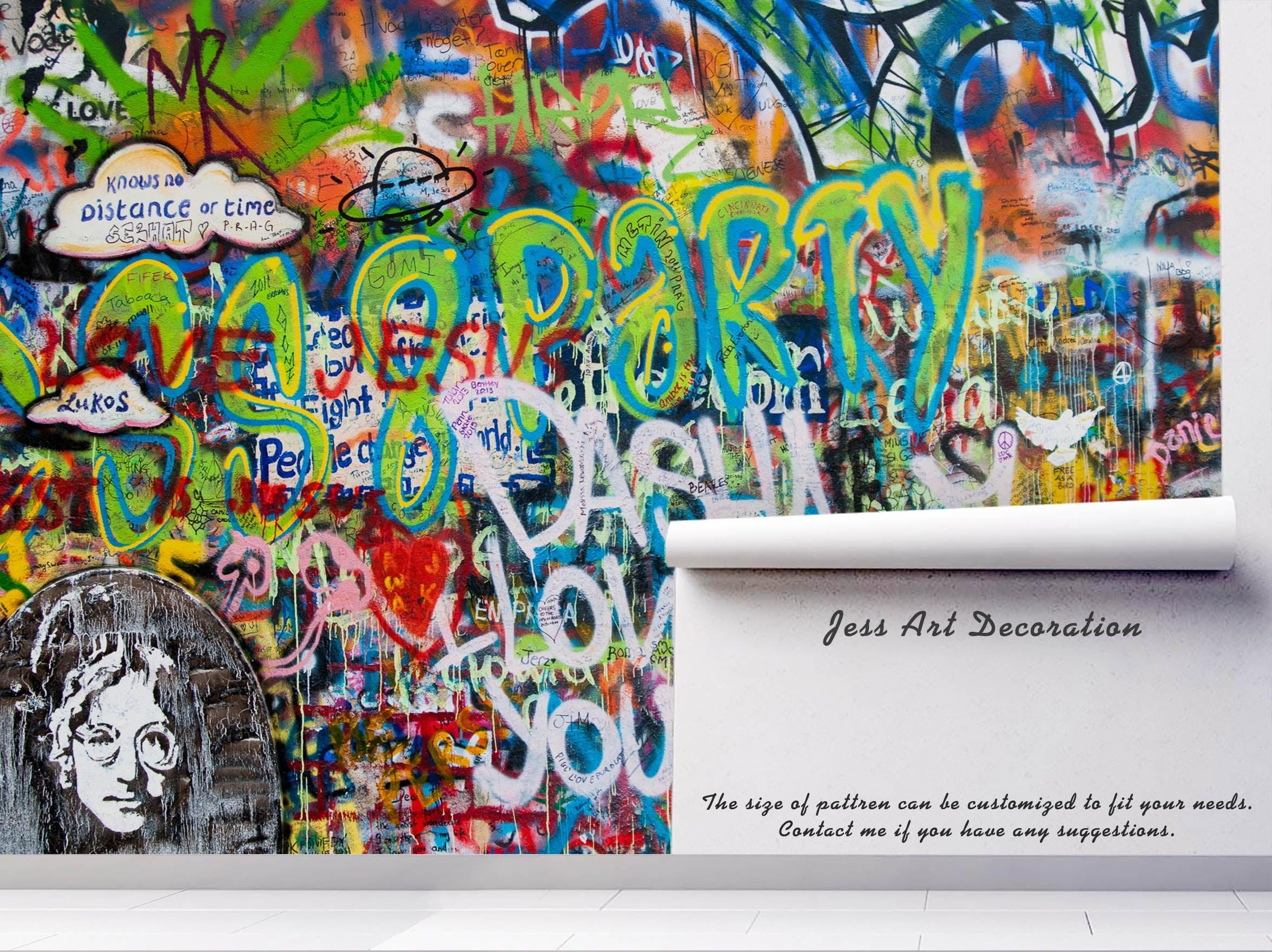 3D Abstract Colorful Graffiti Wall Mural Wallpaper 157- Jess Art Decoration