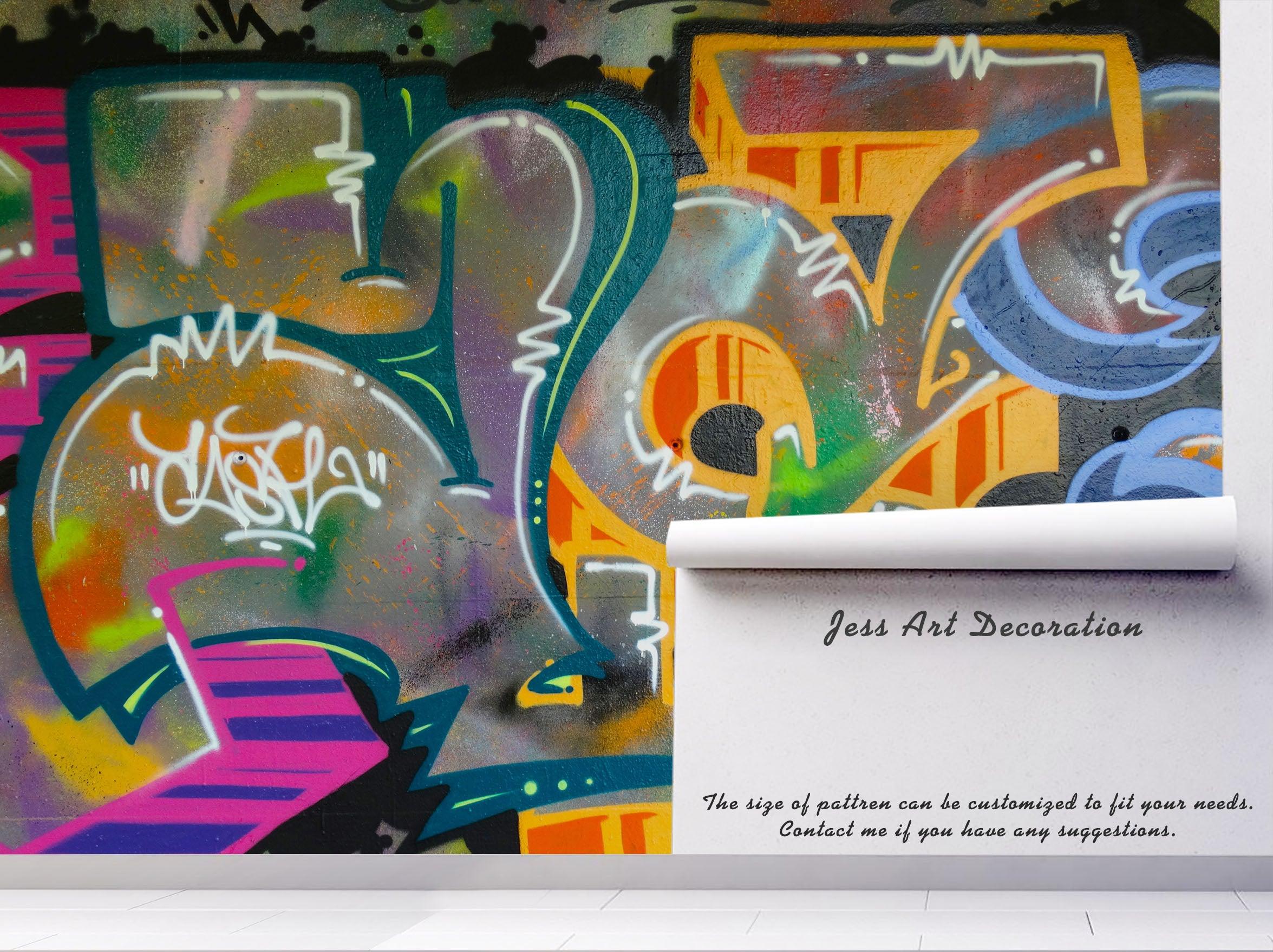 3D Abstract Colorful Graffiti Wall Mural Wallpaper 147- Jess Art Decoration
