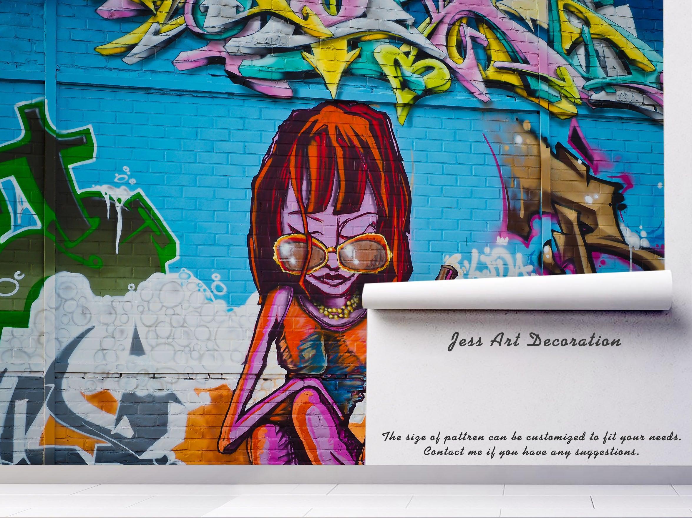 3D Brick Cool Girl Graffiti Wall Mural Wallpaper 146- Jess Art Decoration