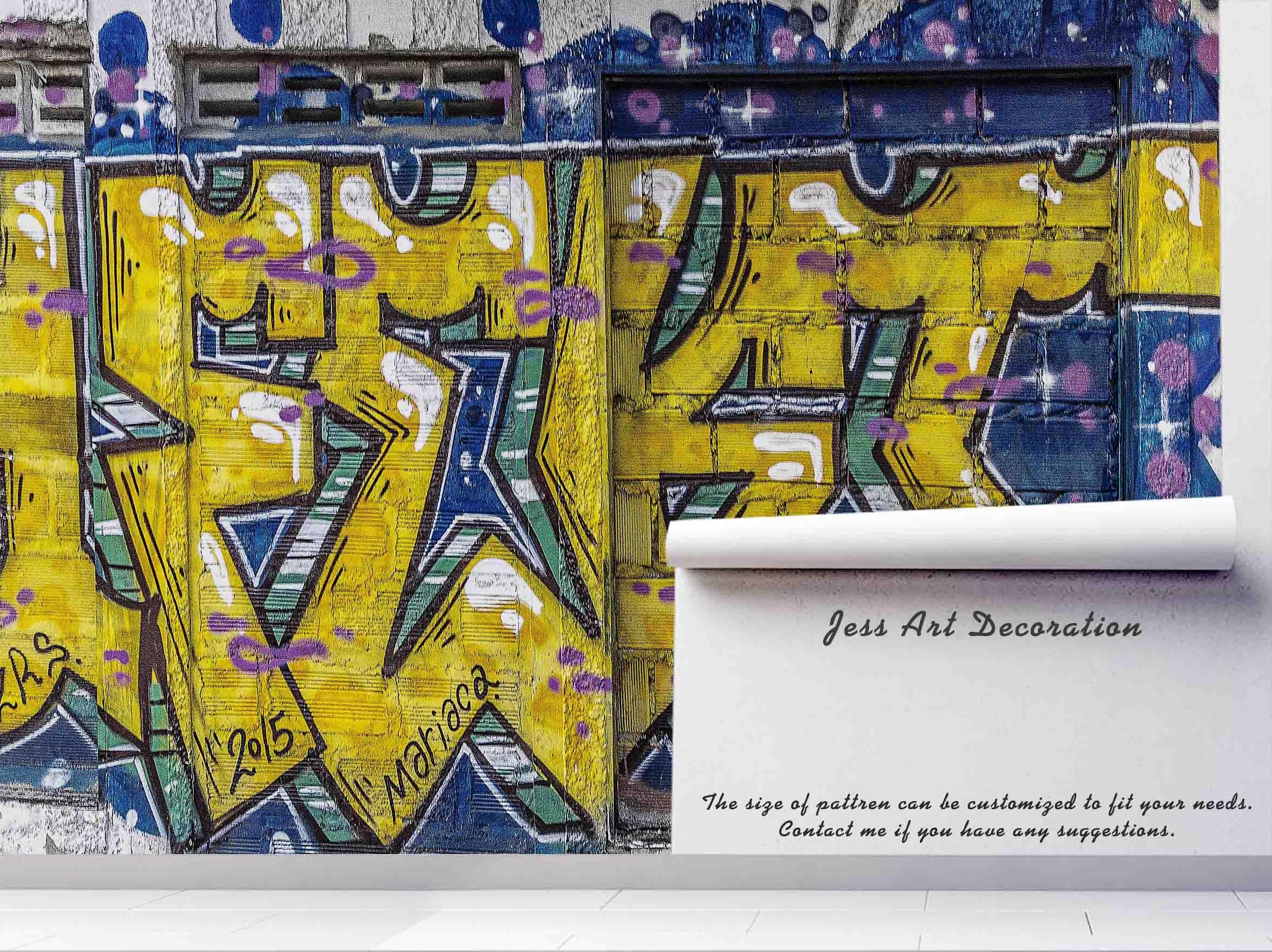 3D Brick Yellow Word Slogan Graffiti Wall Mural Wallpaper 99- Jess Art Decoration