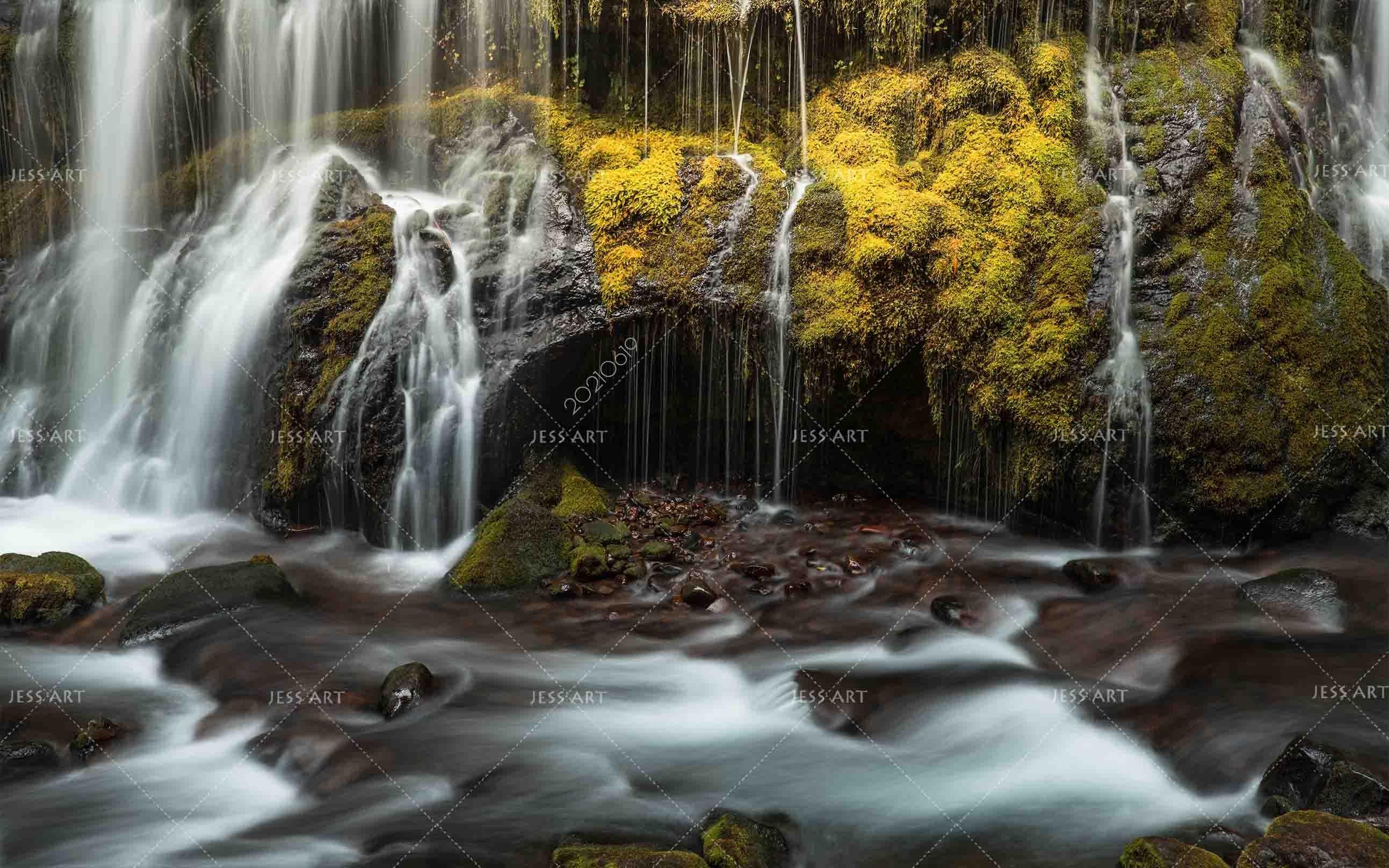 3D Green Forest Waterfall Landscape Wall Mural Wallpaper LQH 190- Jess Art Decoration