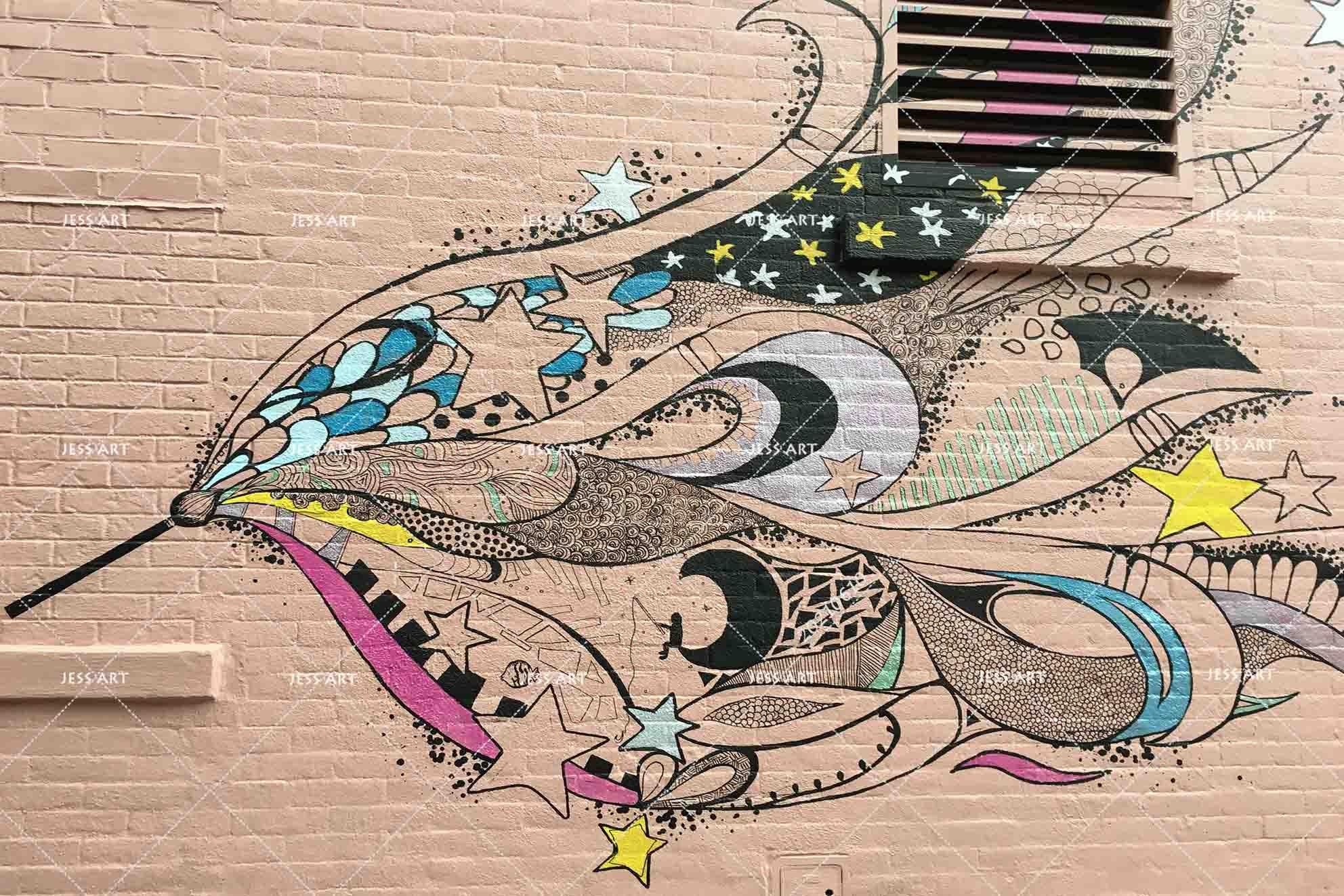 3D Abstract Hand-painted Stick Figure Brick Wall Mural Wallpaper SWW1828- Jess Art Decoration