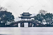3D Chinese Architecture Landscape Wall Mural Wallpaper LQH 306- Jess Art Decoration