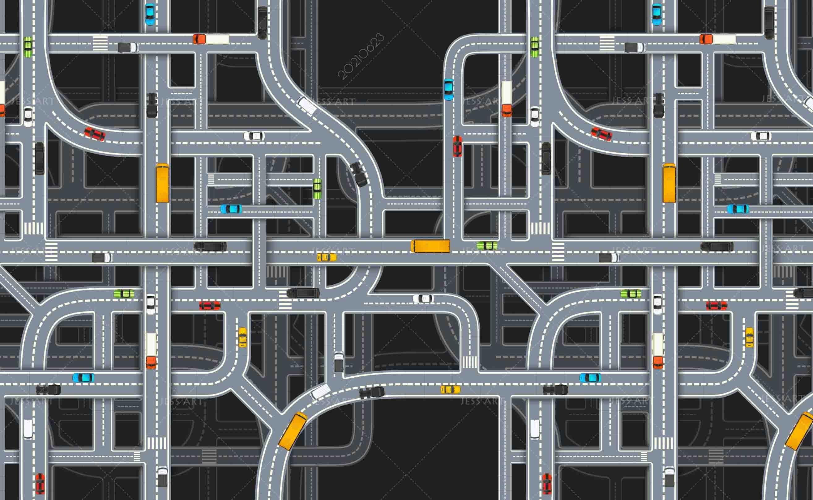3D City Traffic Map Wall Mural Wallpaper LQH 20- Jess Art Decoration