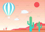 3D Northern Europe Hand-painted Desert Cactus Hot Air Balloon  Wall Mural Wallpaper SWW2479- Jess Art Decoration