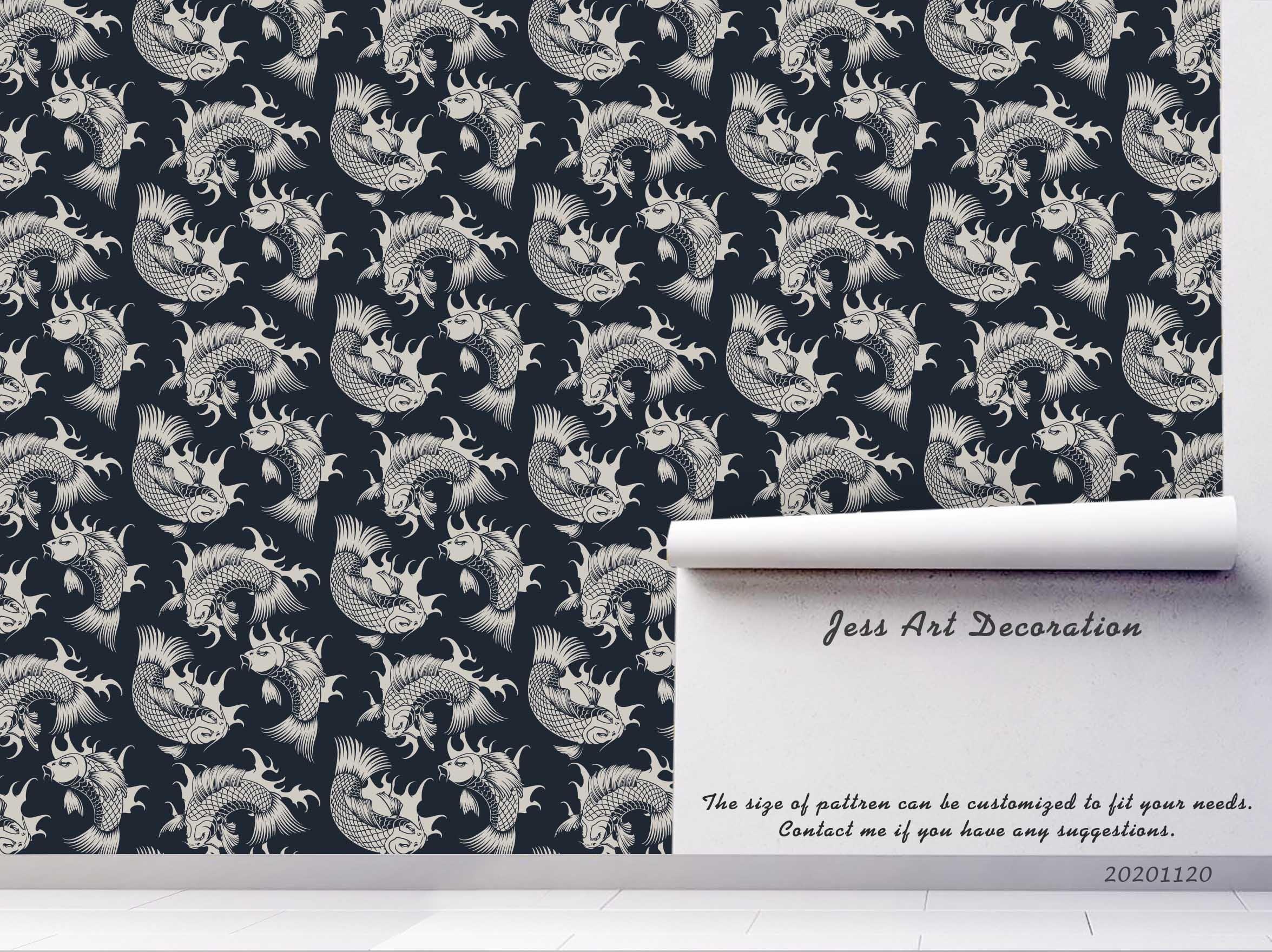 3D Hand Drawn Animal Fish Wall Mural Wallpaper LQH 263- Jess Art Decoration