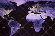 3D Abstract Purple World Map Wall Mural Wallpaper LQH 217- Jess Art Decoration
