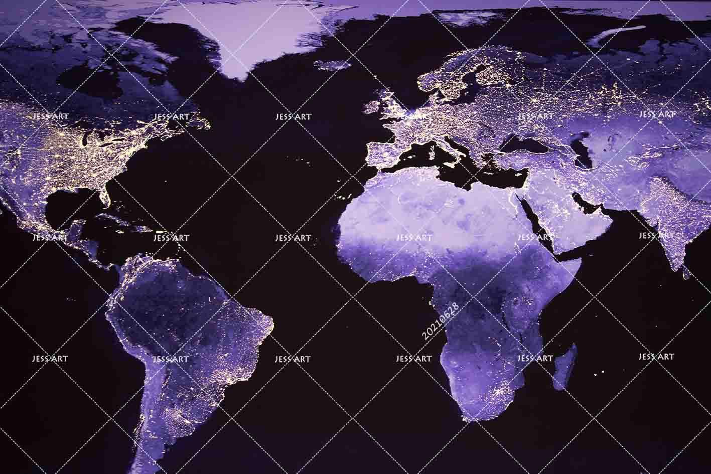 3D Abstract Purple World Map Wall Mural Wallpaper LQH 217- Jess Art Decoration