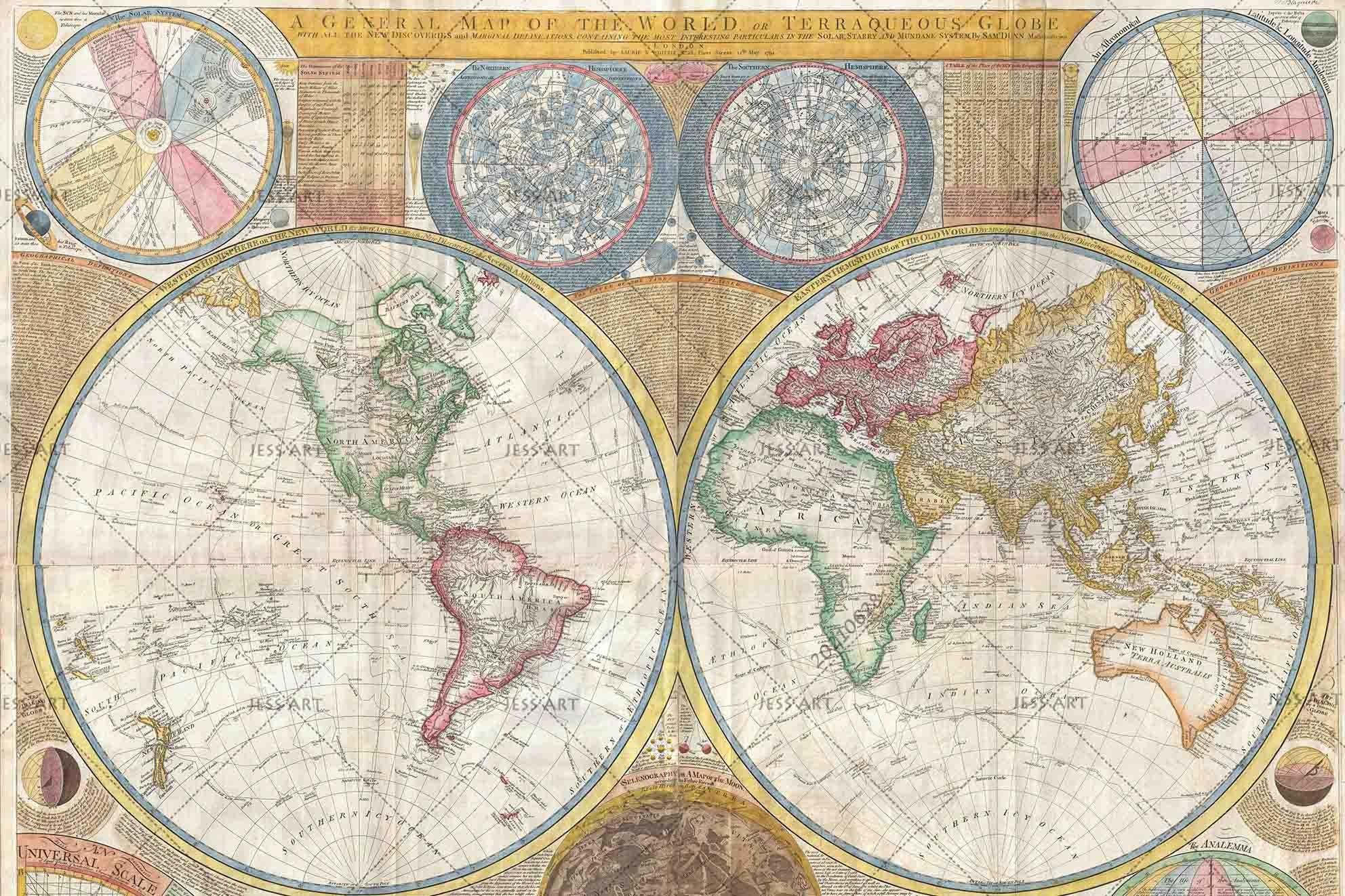 3D Retro World Map Wall Mural Wallpaper LQH 218- Jess Art Decoration