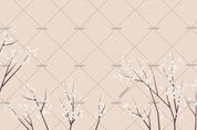 3D Hand Drawn White Floral Tree Plant Wall Mural Wallpaper LXL- Jess Art Decoration