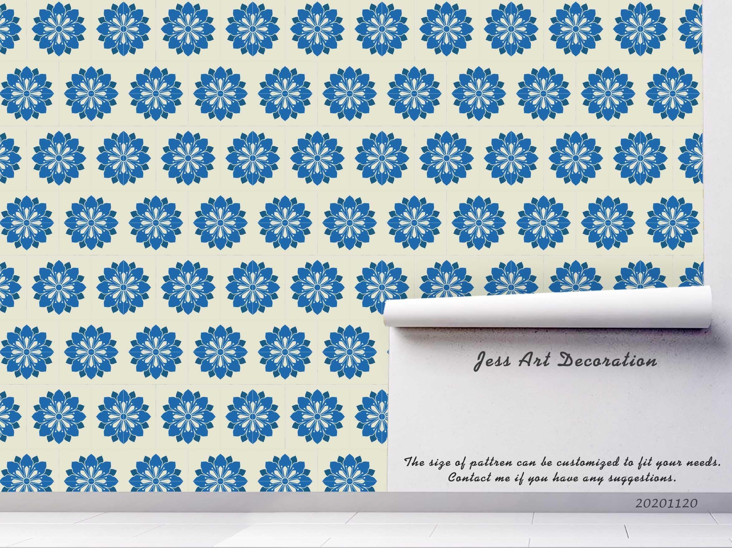 3D Oriental Japanese Style Blue Floral Wall Mural Wallpaper LQH 273- Jess Art Decoration