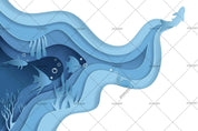 3D Cartoon Hand Drawn Deep Ocean Blue Bubble Fish Pattern Wall Mural Wallpaper LXL- Jess Art Decoration
