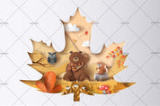 3D Animal Bear Maple Leaf Wall Mural Wallpaper LQH 286- Jess Art Decoration