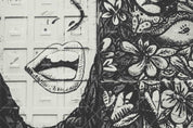 3D  Abstract Graffiti Mouth Black White Floral Wall Mural Wallpaper SWW278- Jess Art Decoration