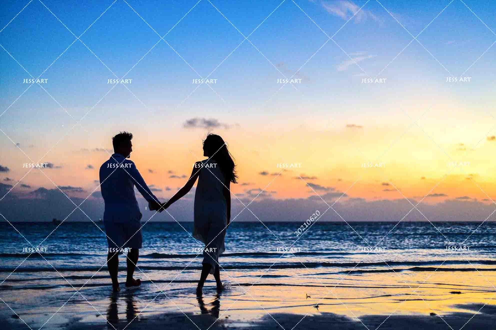 3D Couple Sunset Sky Beach Wall Mural Wallpaper LQH 38- Jess Art Decoration