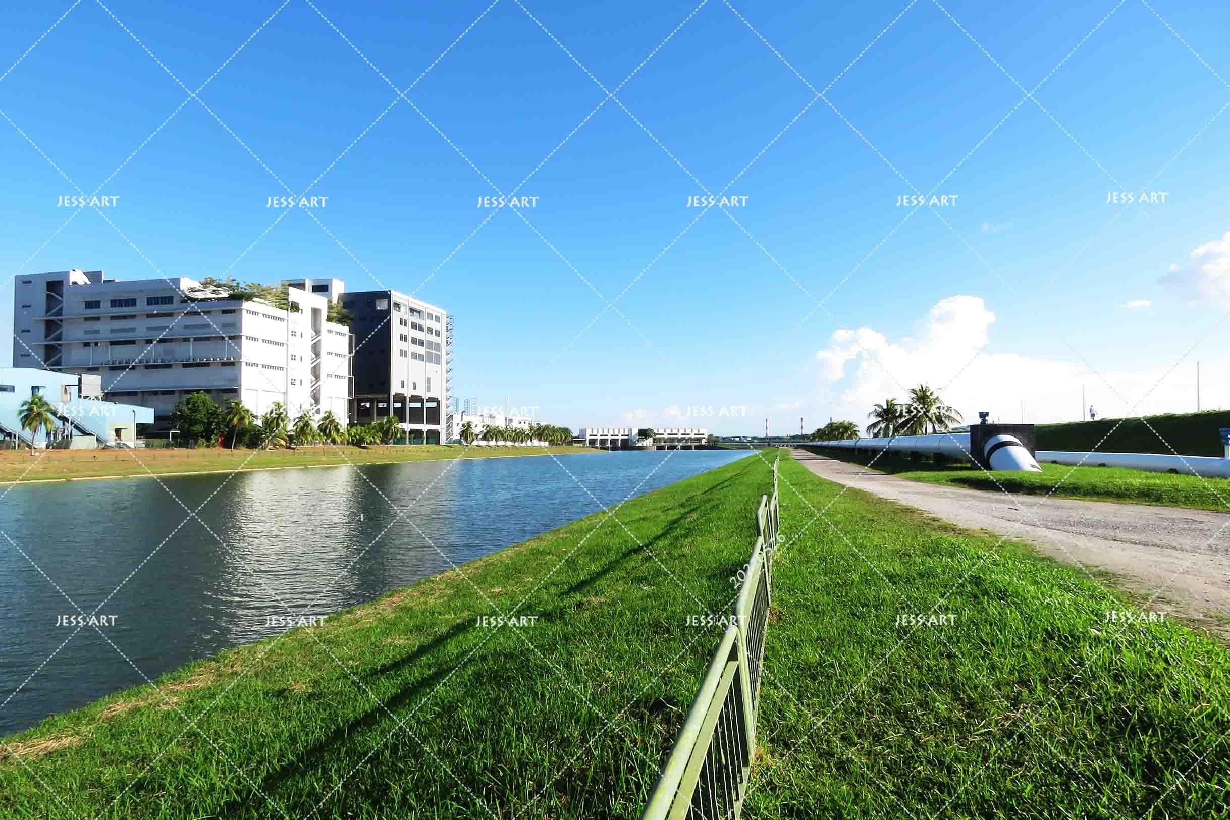3D Tropics Building River Grass Land Wall Mural Wallpaper SWW305- Jess Art Decoration