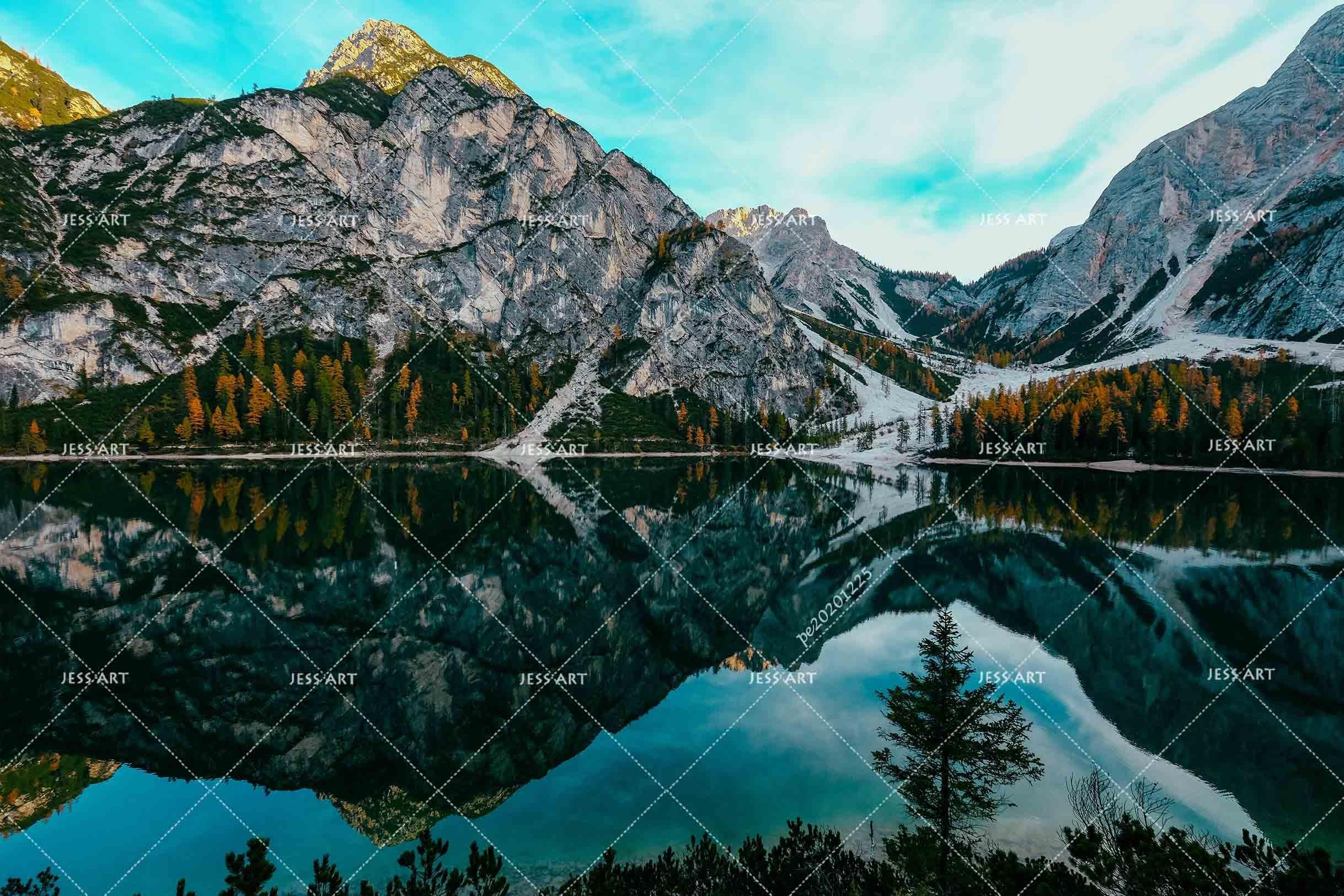 3D Mountain Lake Scenery Wall Mural Wallpaper LQH 141- Jess Art Decoration