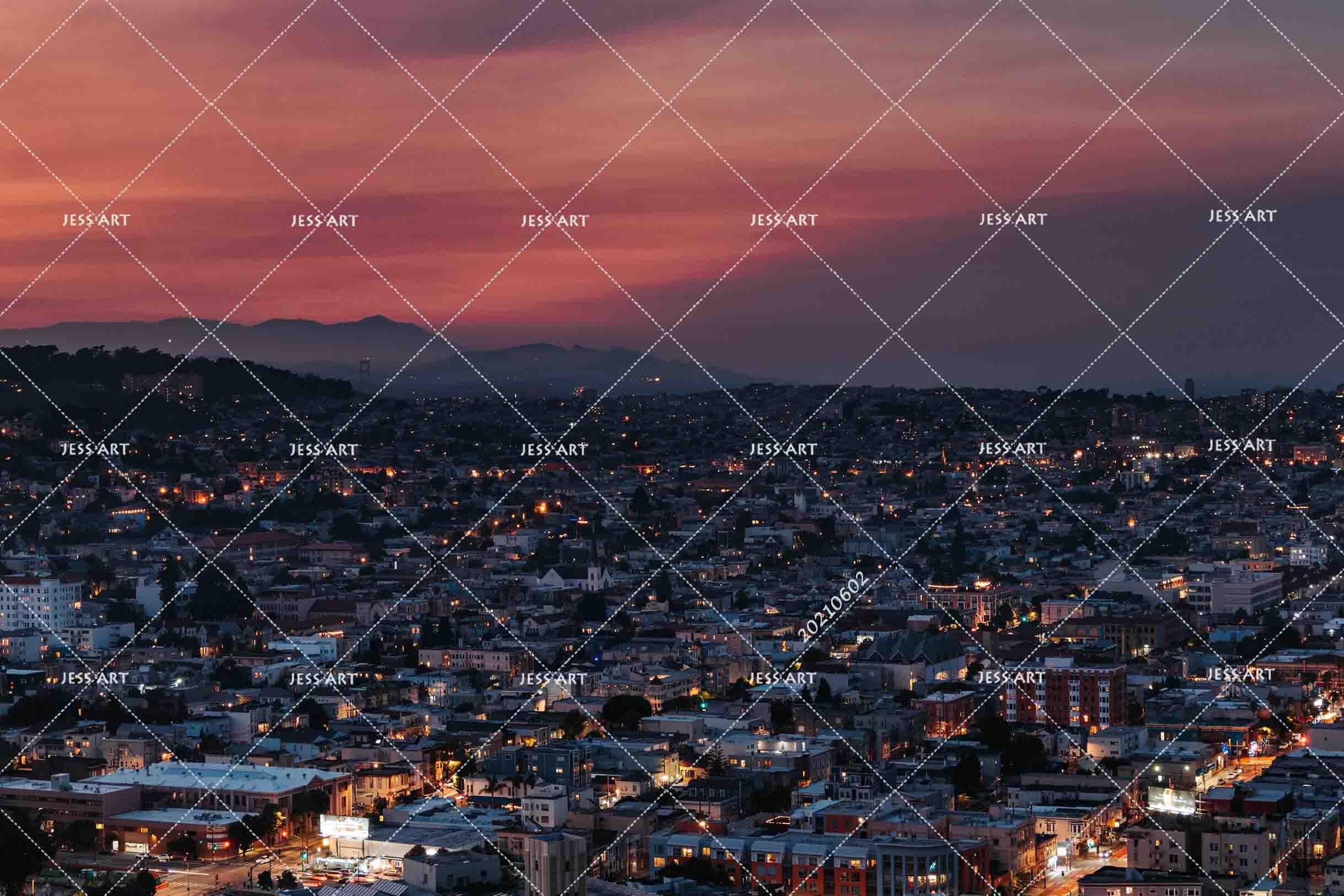 3D Overlooking Urban Landscape Lights Night Sunset Wall Mural Wallpaper SWW876- Jess Art Decoration