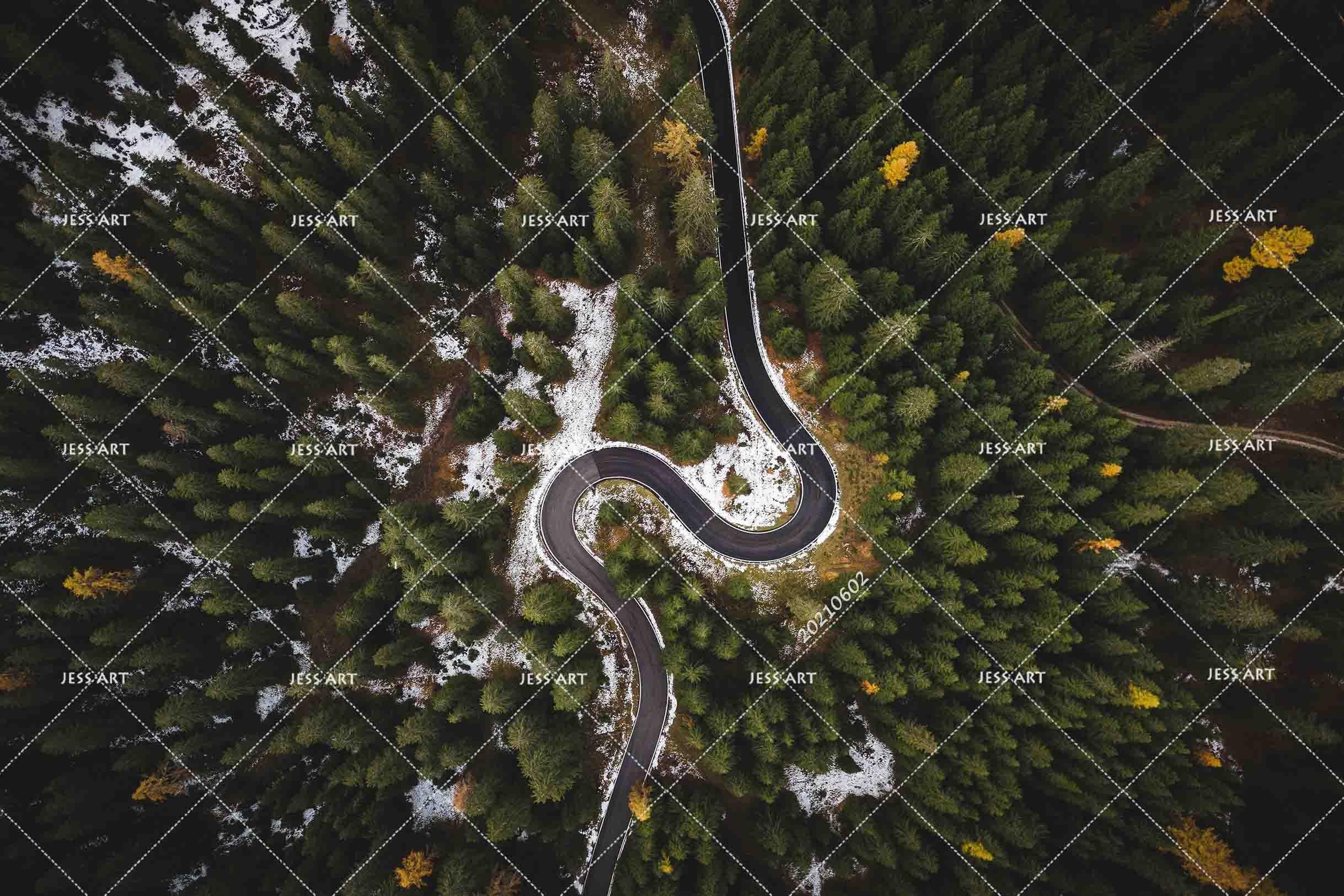 3D Overlooking Forest Pine Trees Cement Road Snow Wall Mural Wallpaper SWW896- Jess Art Decoration