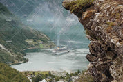 3D Cliff River Mountain Foggy Houseboat Wall  Mural Wallpaper SWW331- Jess Art Decoration