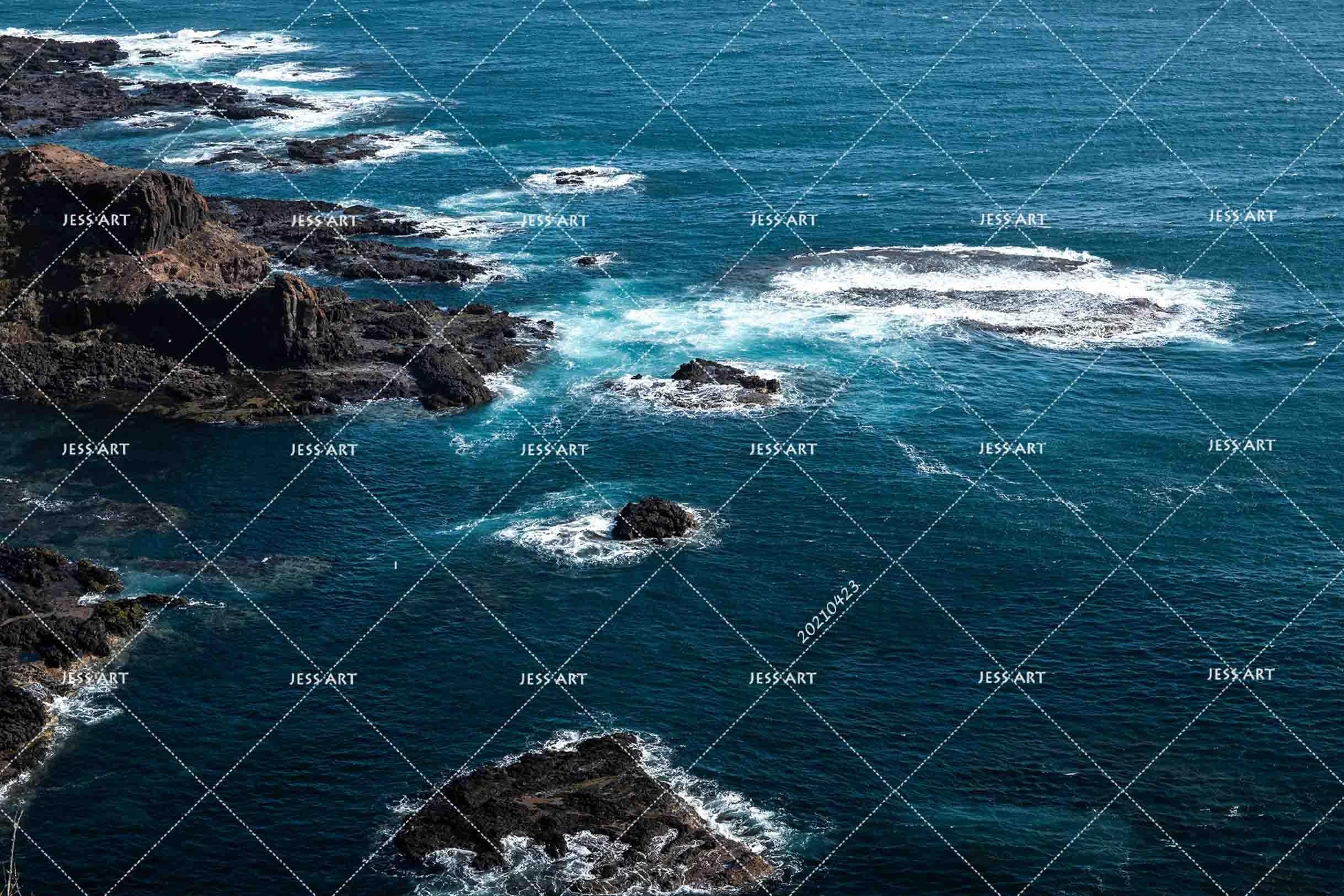 3D Blue Sea Rock Wall Mural Wallpaper LQH 281- Jess Art Decoration
