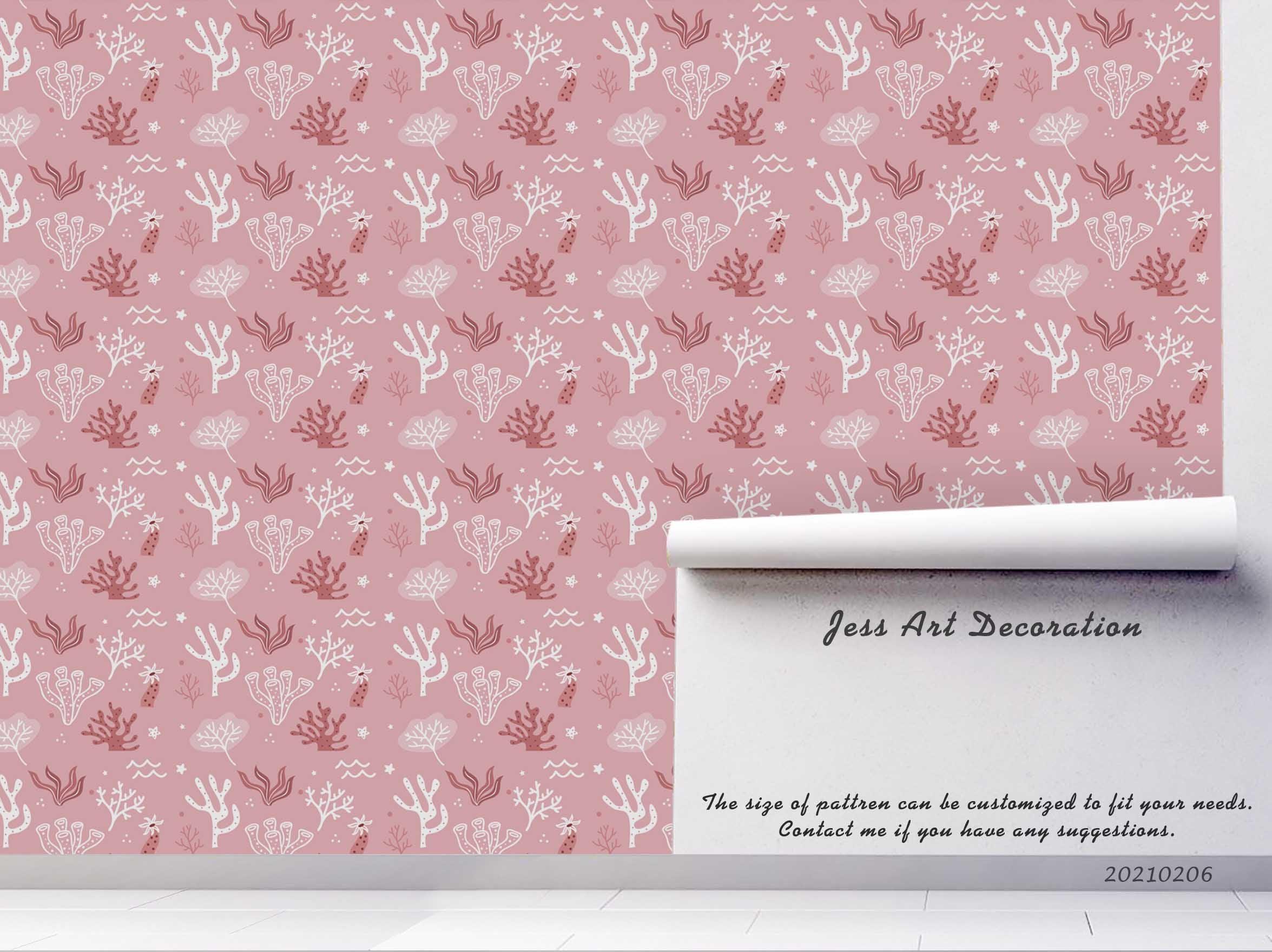 3D Hand Drawn Pink Coral Wall Mural Wallpaper LQH 313- Jess Art Decoration