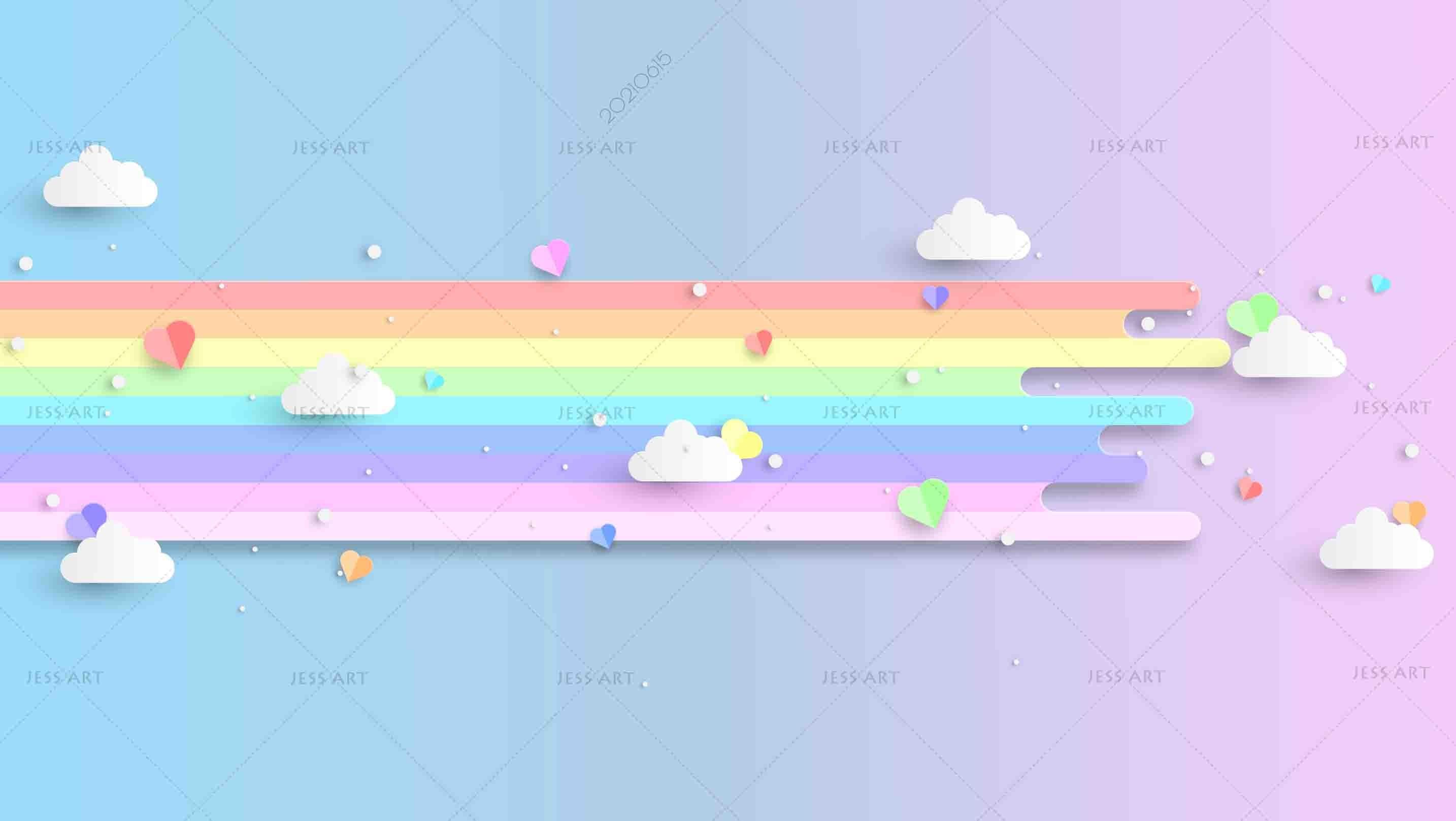 3D Paper-cut Sky Clouds Rainbow Wall Mural Wallpaper SWW2493- Jess Art Decoration