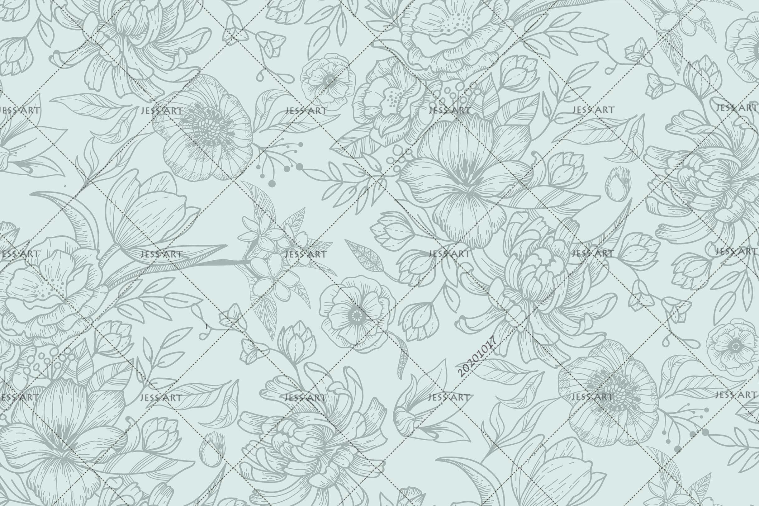 3D Hand Drawn Leaves Floral Wall Mural Wallpaper WJ 6262- Jess Art Decoration