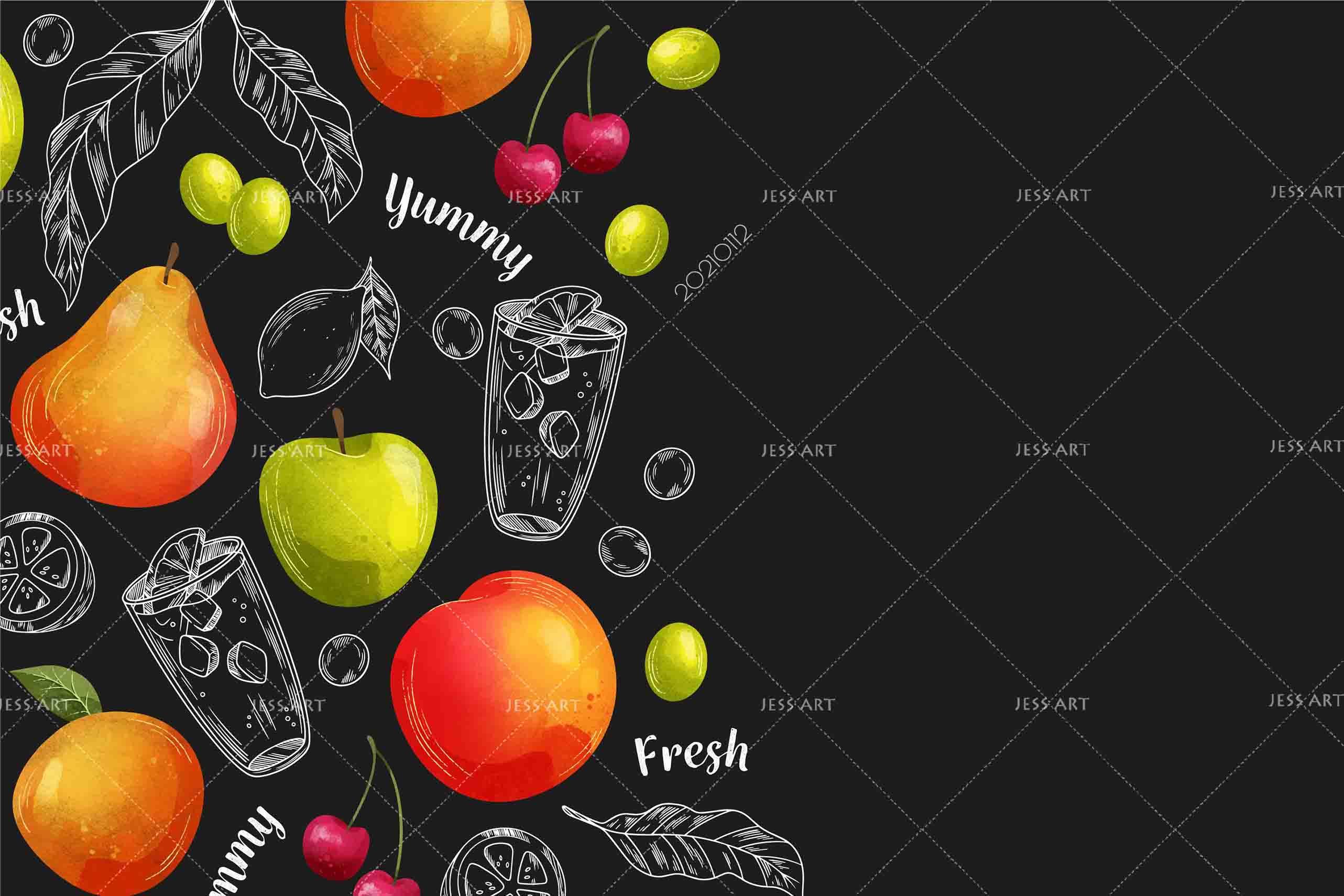 3D Hand Drawn Juice Drink Shop Wall Mural Wallpaper LQH 90- Jess Art Decoration