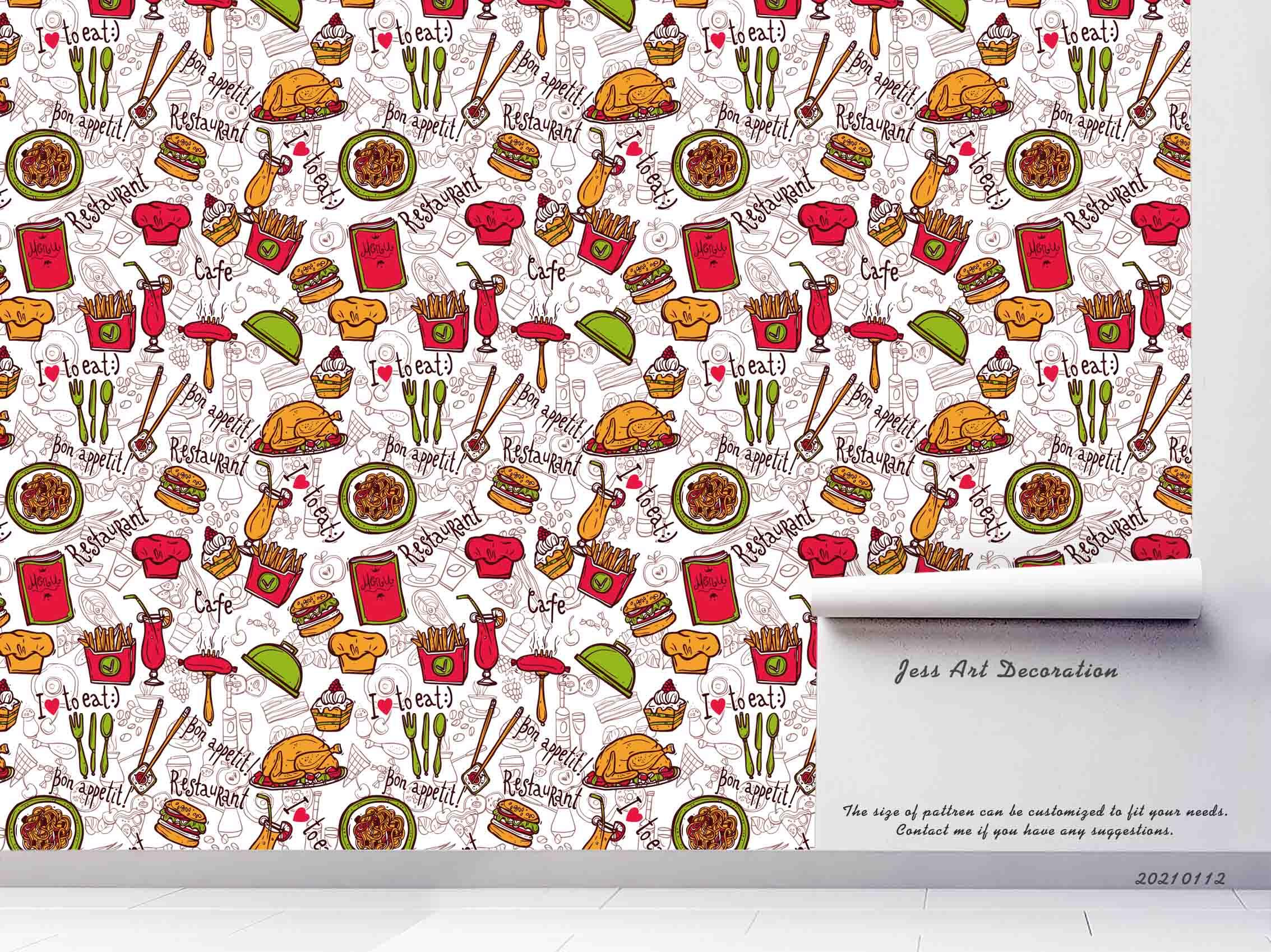 3D Fast Food Restaurant Wall Mural Wallpaper LQH 93- Jess Art Decoration