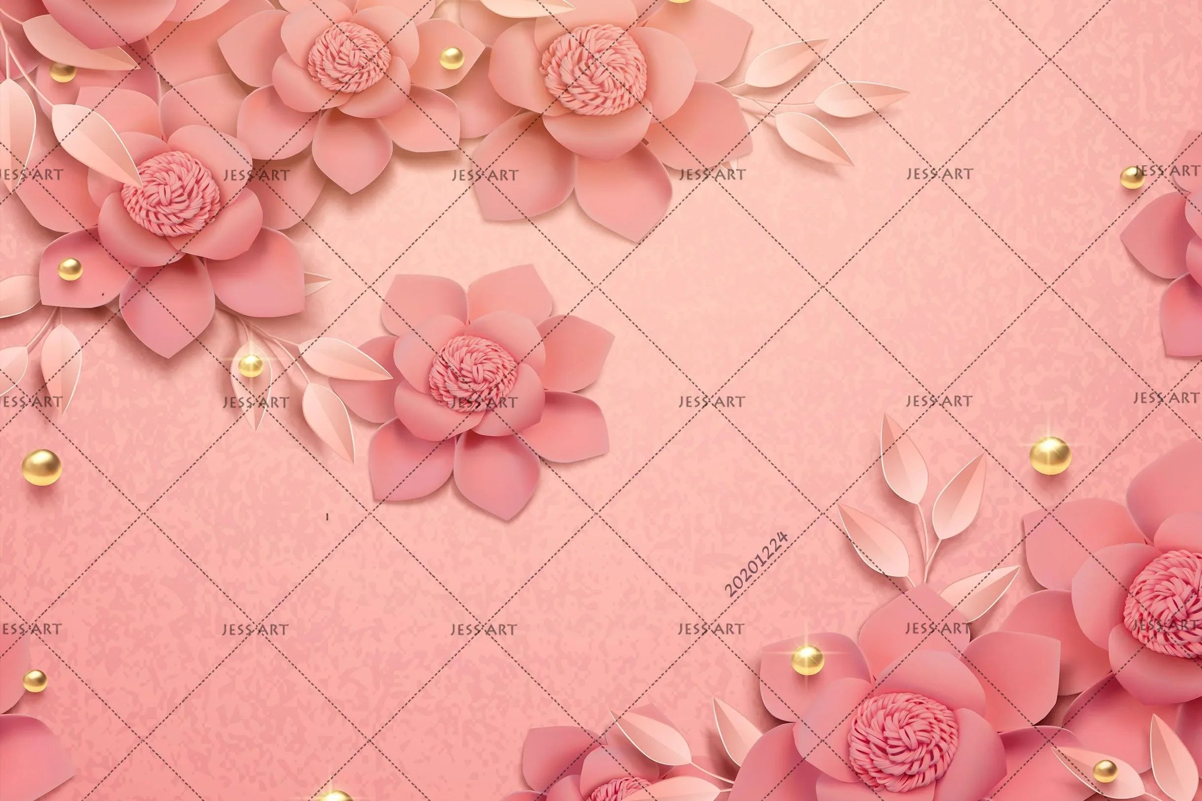 3D Hand Drawn Pink Floral Wall Mural Wallpaper LQH 160- Jess Art Decoration