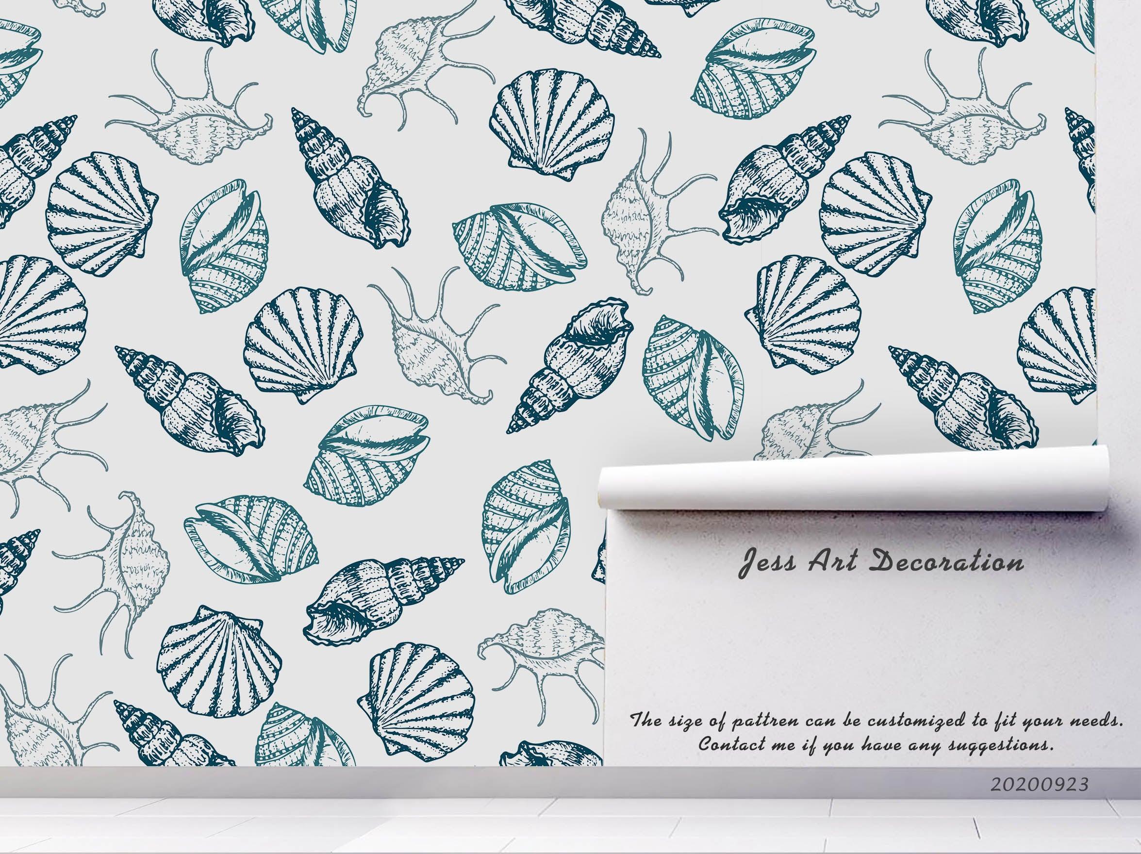 3D Sea Animals Starfish Shells Pattern Wall Mural Wallpaper WJ 3171- Jess Art Decoration